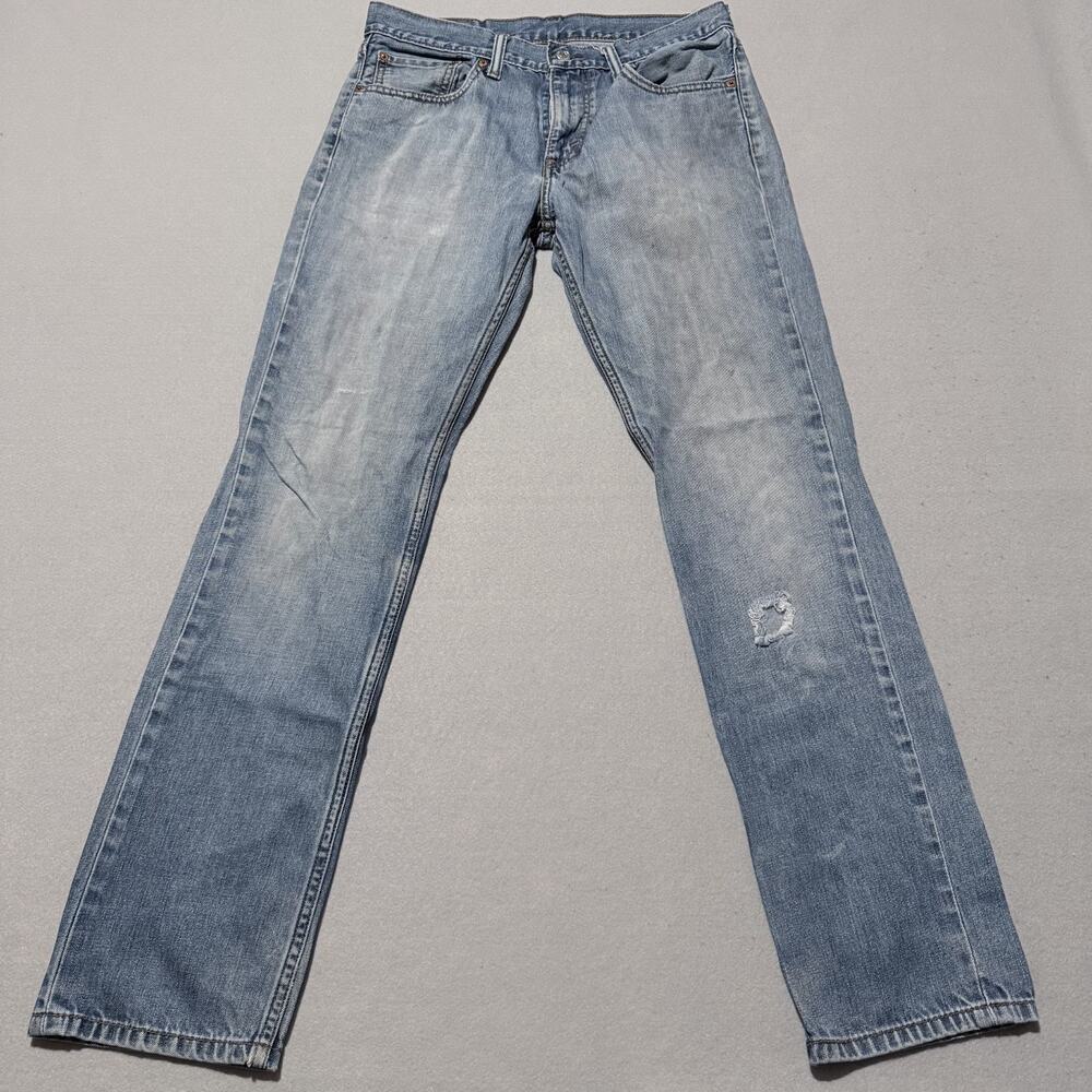 Levi’s Slim Fit Straight Jeans Blue Denim Mid Rise Distressed Zip Fly - 31x30